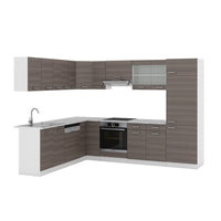 Vicco Cucina angolare completa Grigio prezioso/bianco 227 x 287 cm senza piano di lavoro