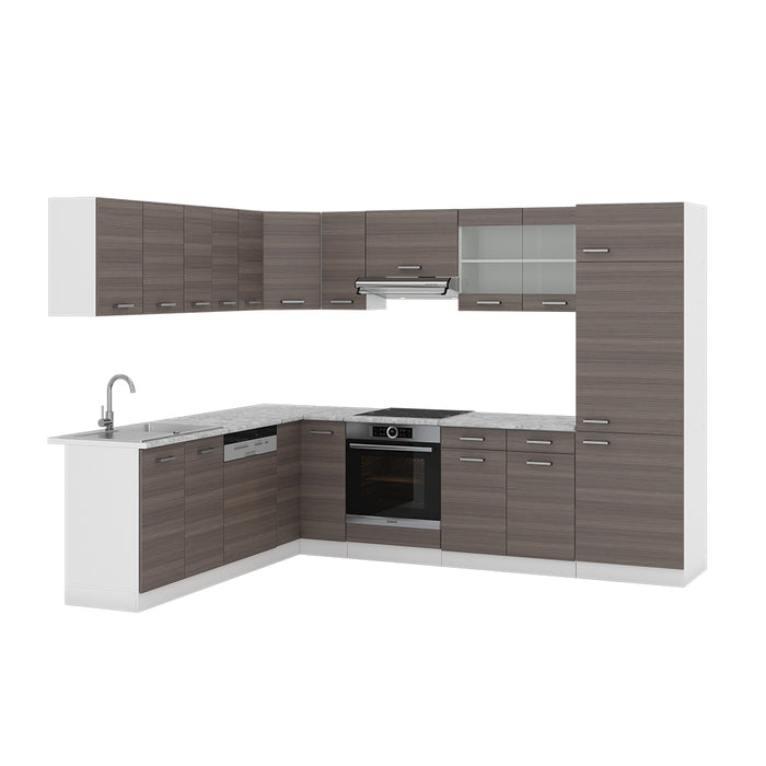 Vicco Cucina angolare completa Grigio prezioso/bianco 227 x 287 cm , PL Marmo