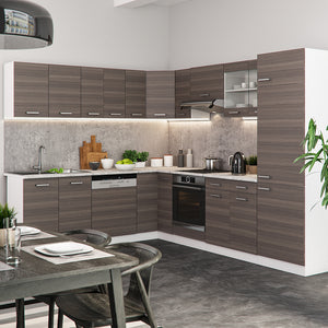 Vicco Cucina angolare completa Grigio prezioso/bianco 227 x 287 cm senza piano di lavoro