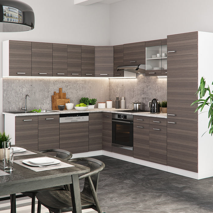 Vicco Cucina angolare completa Grigio prezioso/bianco 227 x 287 cm , PL Rovere