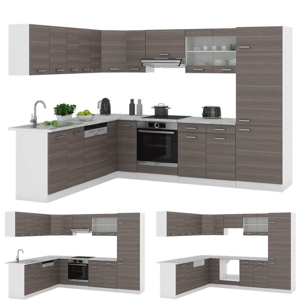 Vicco Cucina angolare completa Grigio prezioso/bianco 227 x 287 cm , PL Antracite