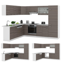 Vicco Cucina angolare completa Grigio prezioso/bianco 227 x 287 cm , PL Antracite