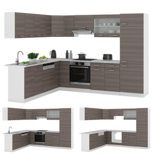 Vicco Cucina angolare completa Grigio prezioso/bianco 227 x 287 cm , PL Antracite