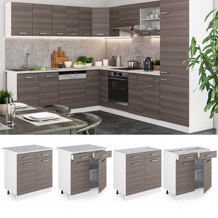 Vicco Mobiletto base per cucina Grigio 80 cm , PL Marmo