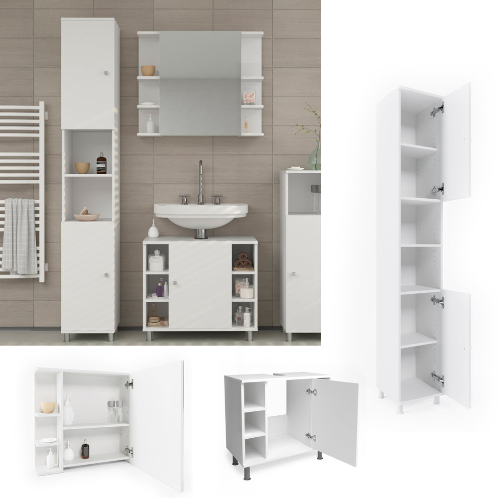 Vicco Set mobili bagno Bianco 3 parti, con colonna