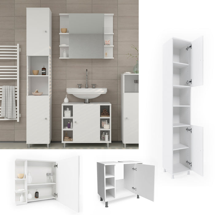 Vicco Set mobili bagno Bianco 3 parti, con colonna