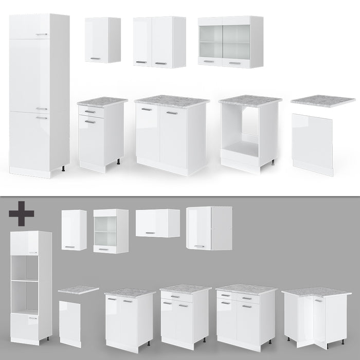 Vicco Cucina componibile Bianco lucido/bianco 300 cm , PL Antracite