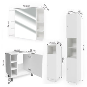 Vicco Set mobili bagno Bianco 4 parti