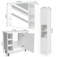 Vicco Set mobili bagno Bianco 3 parti, con colonna