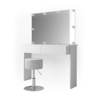 Vicco Tavolo da toeletta Bianco 120 cm con illuminazione LED e sgabello