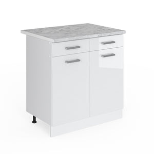 Vicco Base universale Bianco lucido 80 cm con cassetti e ante, con piano di lavoro
