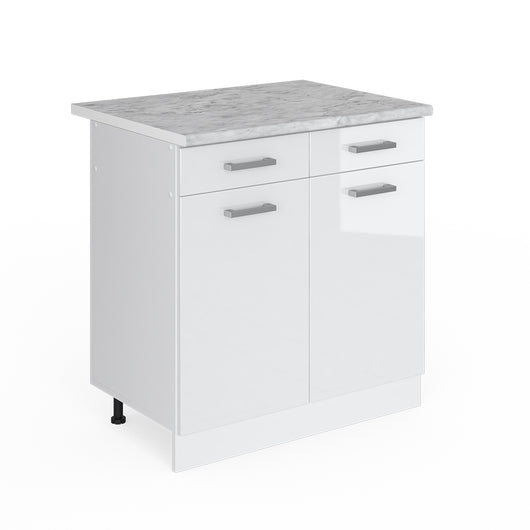 Vicco Base universale Bianco lucido 80 cm con cassetti e ante, con piano di lavoro