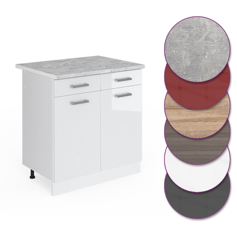 Vicco Mobiletto base per cucina Bianco lucido 60 cm , PL Marmo