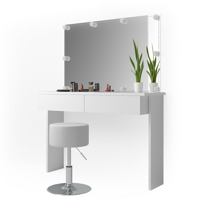 Vicco Tavolo da toeletta Bianco 120 cm con illuminazione LED e sgabello