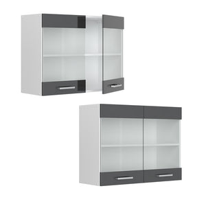Vicco Mobile da cucina in vetro Antracite lucido 80 cm