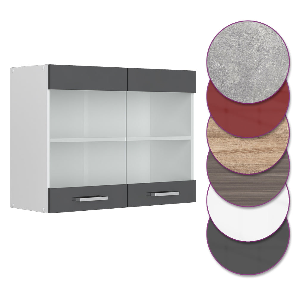 Vicco Mobile da cucina in vetro Antracite lucido 80 cm