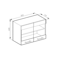 Vicco Pensile universale Bianco lucido 80 cm con ante in vetro