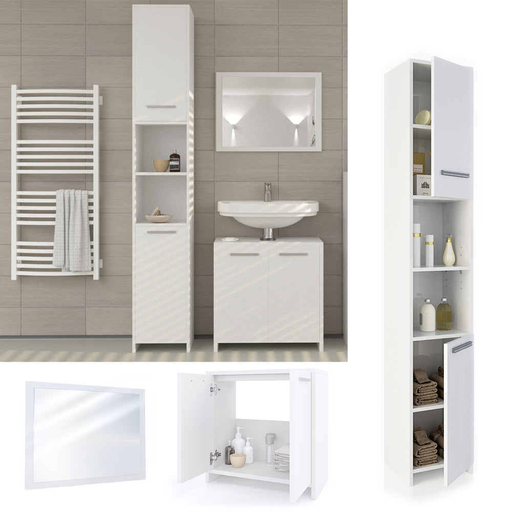 Vicco Set mobili bagno Bianco 3 parti, con colonna