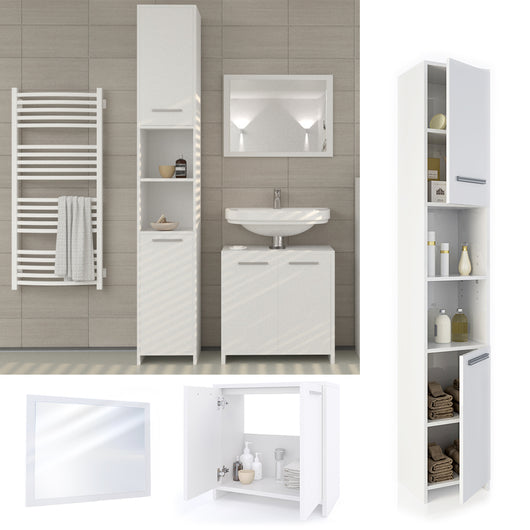 Vicco Set mobili bagno Bianco 3 parti, con colonna