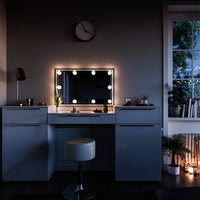 Vicco Tavolo da toeletta Bianco 190 cm con illuminazione LED e sgabello