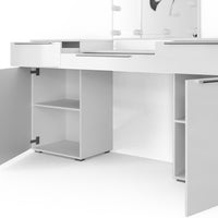 Vicco Tavolo da toeletta Bianco 190 cm con illuminazione a LED e panca