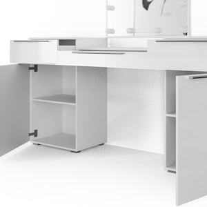 Vicco Tavolo da toeletta Bianco 190 cm con illuminazione a LED e panca