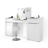 Vicco Tavolo da toeletta Bianco 190 cm con illuminazione LED e sgabello