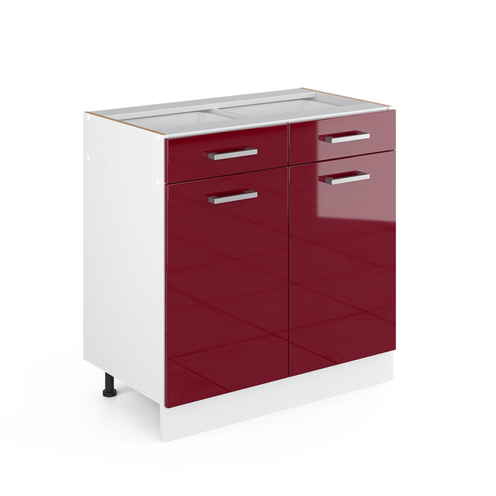 Vicco Mobiletto base per cucina Rosso lucido 80 cm senza piano di lavoro