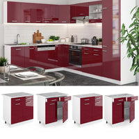 Vicco Mobiletto base per cucina Rosso lucido 80 cm senza piano di lavoro