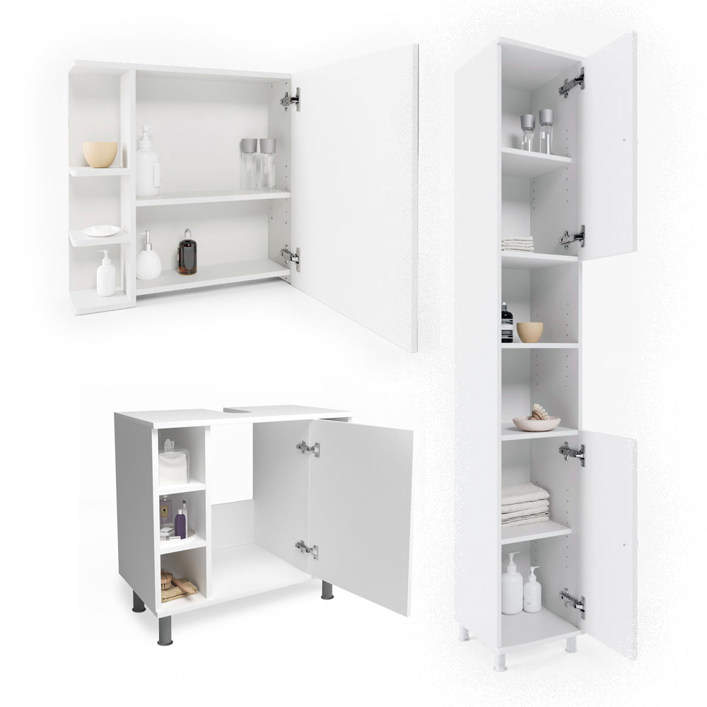 Vicco Set mobili bagno Bianco 3 parti, con colonna