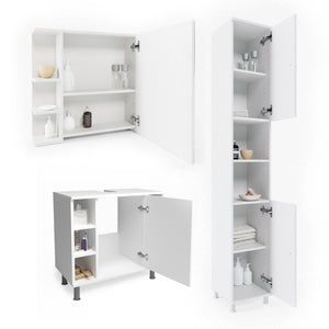 Vicco Set mobili bagno Bianco 3 parti, con colonna