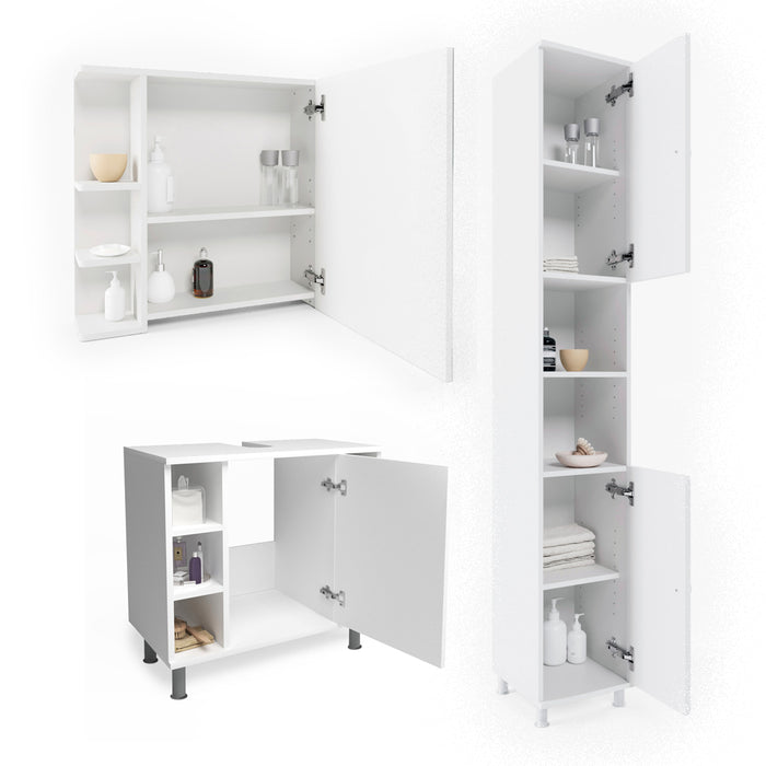 Vicco Set mobili bagno Bianco 3 parti, con colonna