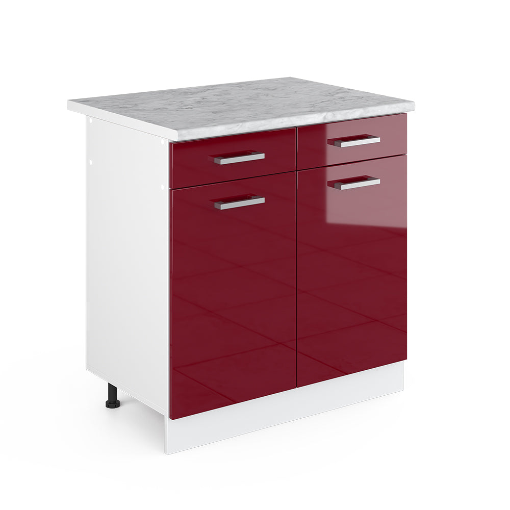 Vicco Mobiletto base per cucina Rosso lucido 80 cm , PL Marmo