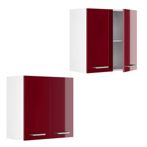 Vicco Pensile universale Rosso bordeaux lucido 60 cm con porte