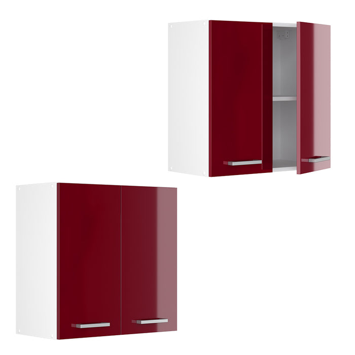 Vicco Pensile universale Rosso bordeaux lucido 60 cm con porte