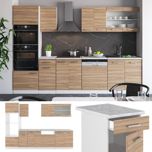 Vicco Cucina componibile Sonoma 300 cm con armadio alto, senza piano di lavoro