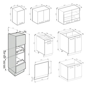 Vicco Cucina componibile Bianco lucido/bianco 300 cm con armadio alto, PL Rovere