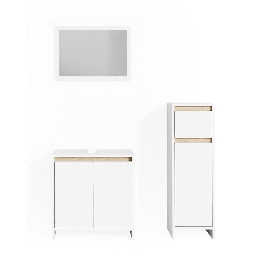 Vicco Set mobili bagno Bianco/Sonoma 3 parti