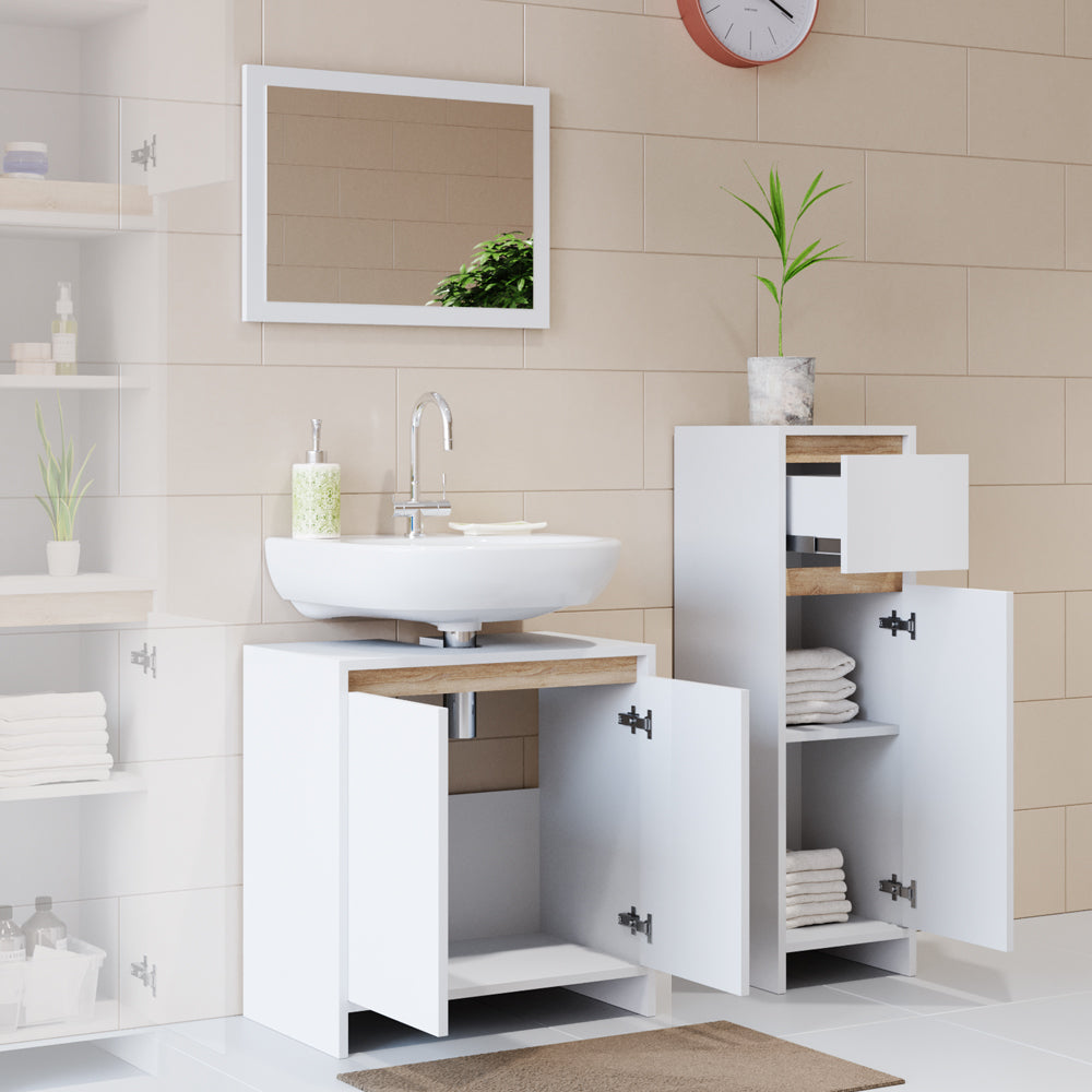 Vicco Set mobili bagno Bianco/Sonoma 3 parti