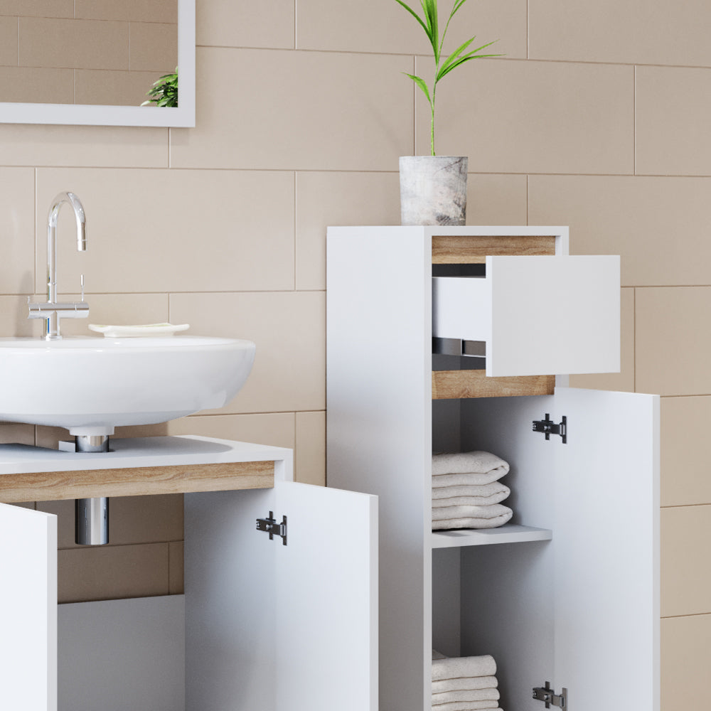 Vicco Set mobili bagno Bianco/Sonoma 3 parti