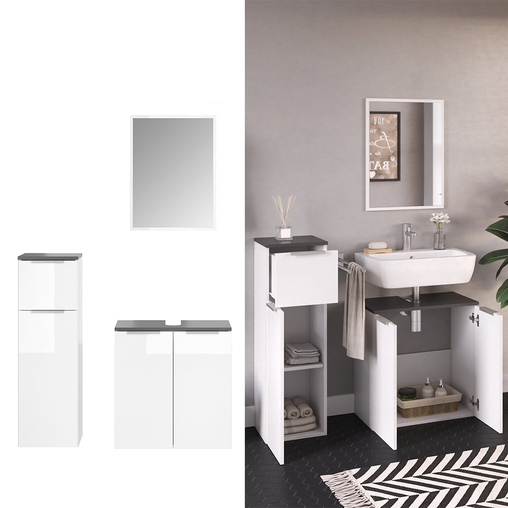 Vicco Set mobili bagno Bianco 3 parti