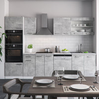 Vicco Cucina componibile Calcestruzzo 300 cm con armadio alto, PL Marmo