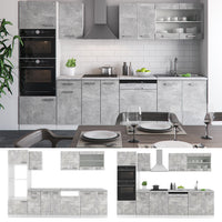 Vicco Cucina componibile Calcestruzzo 300 cm con armadio alto, PL Marmo