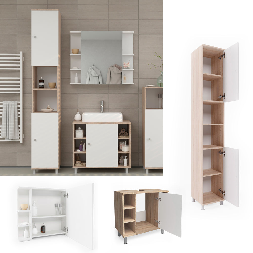 Vicco Set mobili bagno Sonoma 3 parti, con colonna