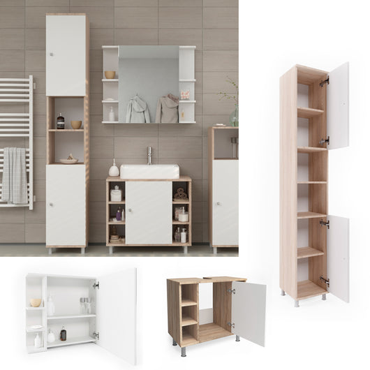 Vicco Set mobili bagno Sonoma 3 parti, con colonna