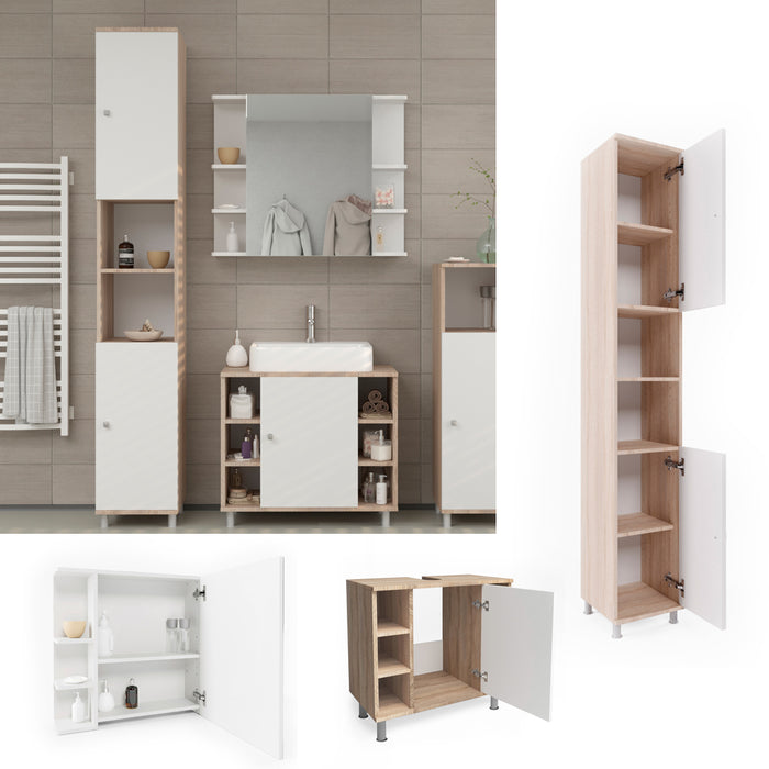 Vicco Set mobili bagno Sonoma 3 parti, con colonna