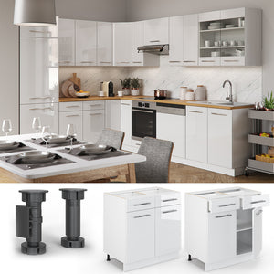 Vicco Mobiletto base per cucina Bianco lucido 80 cm , PL Marmo