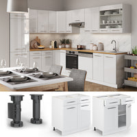 Vicco Mobiletto base per cucina Bianco lucido 80 cm senza piano di lavoro