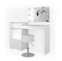 Vicco Tavolo da toeletta Bianco 135 cm con illuminazione LED e sgabello