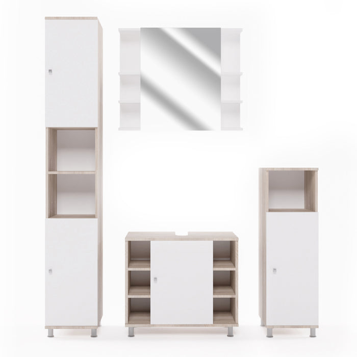 Vicco Set di mobili da bagno Sonoma/Bianco 4 parti